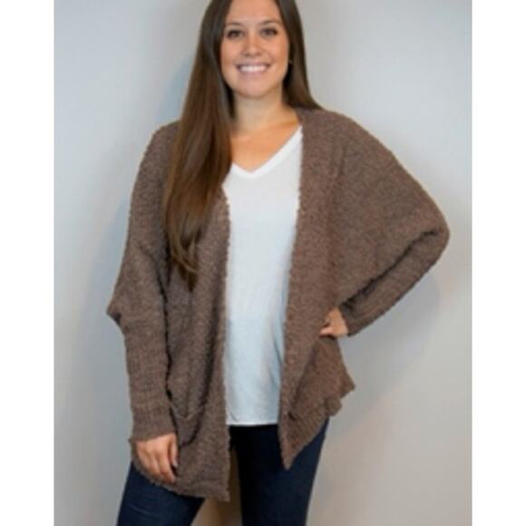 New Umgee Small S Brown Open Front Cardigan Sweater Open Knit Butterfly Sleeve - Picture 10 of 10